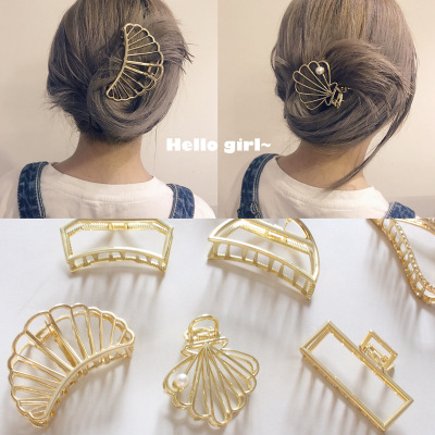 INS Minimalist Style Metal Barrettes Large Grip European and American Retro Bath Hair Claws Hair Accessories Head Clip