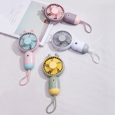 Factory Direct Sales Creative Lanyard Handheld Simple Contrast Color Cute Pet Cute Portable USB Rechargeable Small Fan