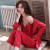 Women's Spring and Autumn New Pajamas Silk New Four-Piece Long-Sleeved Trousers Suspender Shorts Ice Silk Home Wear Suit