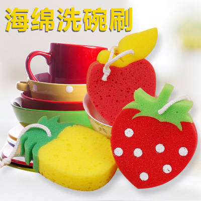 Creative Fruit Thickened Spong Mop Strong Decontamination Kitchen Thickened Scouring Pad Dishwashing Eraser Bath Sponge