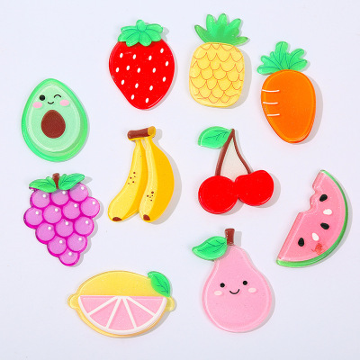 Korean Style Fresh Refridgerator Magnets Cartoon Fruit Sticker DIY Children's Creative Shoe Bag Patch Toy Accessories Can Be Customized