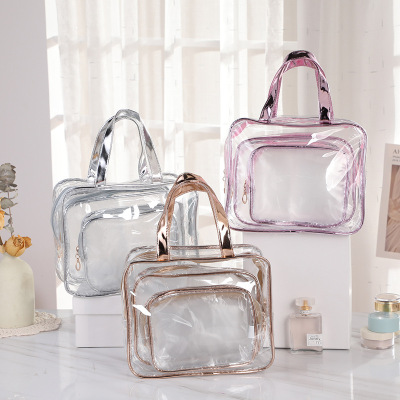 Korean Transparent PVC Cosmetic Storage Bag Large Capacity Detachable Toiletries Three-Piece Storage Bag Wholesale