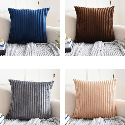 Amazon Hot Nordic Plain Flannel Straight Strip Cushion Home Corduroy Thick Strip Pillow Cover Customization