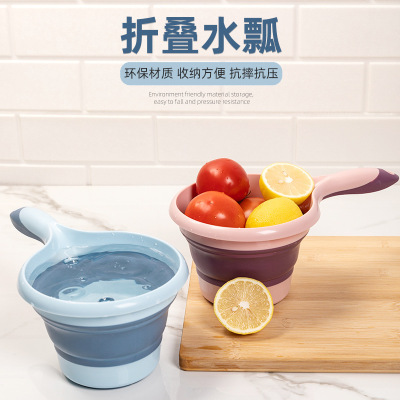 Folding Water Ladle Multi-Functional Hanging Plastic Water Ladle Bathroom Shampoo Bath Spoon Home Kitchen Water Spoon