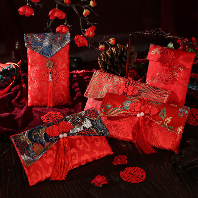 Wedding Supplies Collection Handmade Fabric Red Envelop Containing 10,000 Yuan Li Wei Feng Red Envelope Creative Personality Wedding Cash Gift Bag