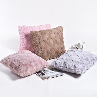 Amazon Hot Ins Geometric Plush Pillow Geometric Sofa Cushion Cut Flower Solid Color Backrest Pillow Cover Customized