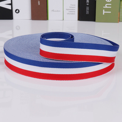 In Stock Wholesale Red, White and Blue Multi-Specification Polyester Plain Weave Tape Color Boud Edage Belt Bags Shoes Accessories