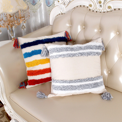 Pillow Cover Linen Pillow Cover Home Chair Cushion Trinket Flower Fabric Art Pillow Embroidery Embroidery Pillow Cover