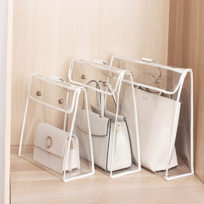 Vertical Bag Dustproof Bag Transparent Buggy Bag Finishing Protective Leather Bag Wardrobe for Dormitory Hanging Hanging Storage Bag