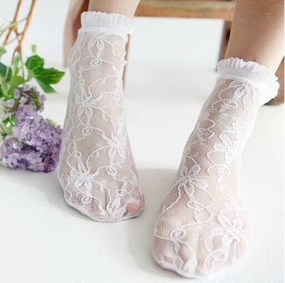 Korean Mid-Calf Lace Stockings Bunching Socks Full Lace Stockings Comfortable Sexy Sweat-Absorbent Breathable Foreign Trade Socks Factory Direct Sales