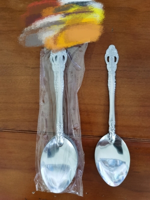Stainless Steel Tableware Double Hole Large Spoon Fork