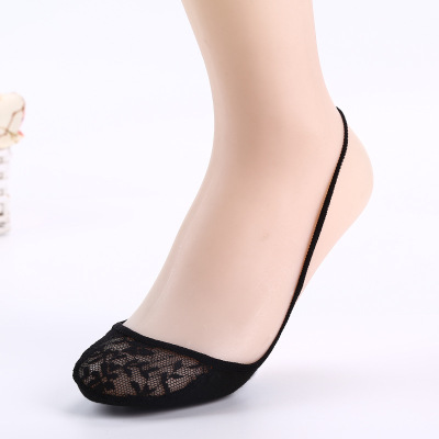 Half-Foot Lace Cotton Bottom Garter Belt Factory Direct Sales Korean Non-Heel Cotton Lace Stockings Breathable Half Soles Invisible Socks