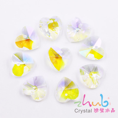 Fashion Accessories Ornaments Crystal Necklace 10mm Heart Shaped Pendant Pressure Micro Glass Bead Crafts Customization