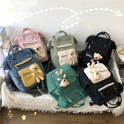 College Style Soft Girl Funny Backpack Cute Doll Bear Leisure Large Capacity Student Backpack Production