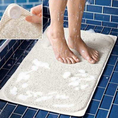 Shida TV Products Aquarug Bathroom Non-Slip Mat with Suction Cup Non-Slip Silicone Carpet White Floor Mat