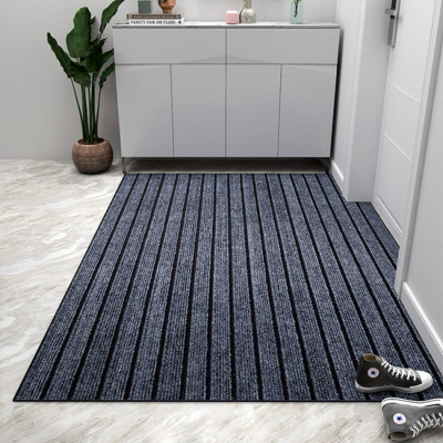 Cross-Border Modern Simple Polyester Carpet Doormat Solid Color Stripes Entrance Door Mat Household Entrance Mats Can Be Cut