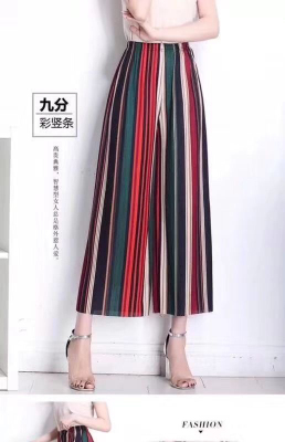 New &#128293; Popular Beauty Stripe Wide-Leg Pants Large Size Casual Korean Style Slimming Skort