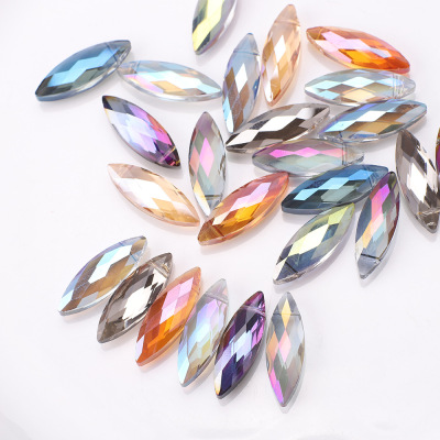 New Horse Eye Crystal Beads 10 * 30mm Plating Color Glass Cut Horizontal Hole Beads Antiquity Hair Clasp Materials Accessories