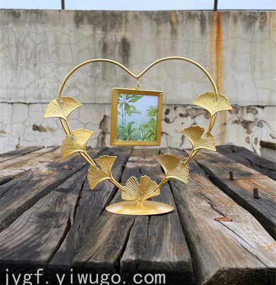 Ginkgo Leaf Creative Photo Frame European Style Ornaments Iron Special Decoration Desktop Simple Ins Nordic Style