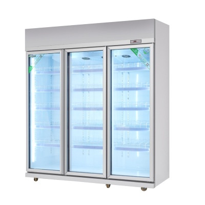 Three-Door Big Handle Upright Refrigerated Display Cabinet Fresh-Keeping Freezer Supermarket Beverage Showcase