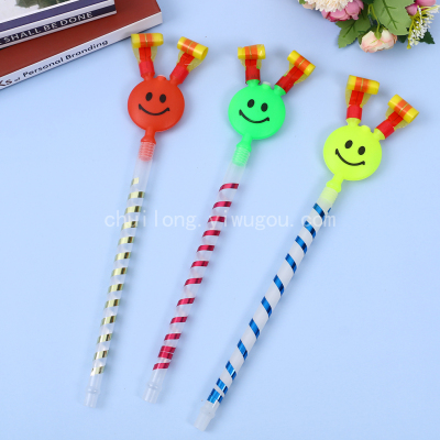 Children's Big Children's Smiling Face Blowing Dragon Roll Props Horn Whistle Baby Activity Party Stall Tongue Toy