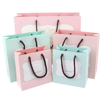 Factory Direct Sales Striped Large and Small Gift Bag Shopping Handbags High-End Paper Bag Custom Wholesale