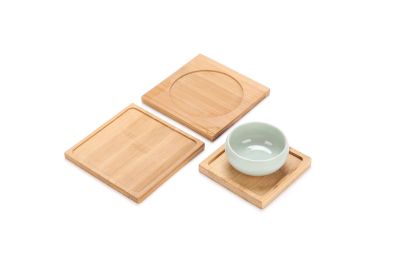 Factory Processing Custom All Kinds of Specifications Size Bamboo Flower Pot Base Flower Holder Bamboo Mat Tray