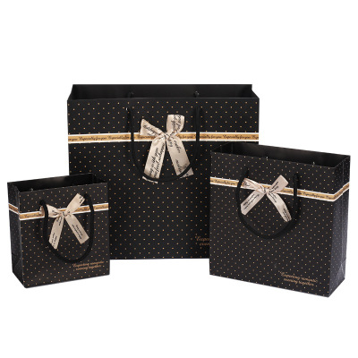 Spot Korean Style Black Spot Gift Bag/Paper Bag/Handbag/Packaging Bag/Gift Bag Wholesale Can Be Customized