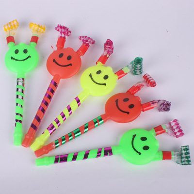 Blowouts Smiling Face Horn Whistle Blowing Small Toy Stall Hot Selling Supply Birthday Party WeChat Business Push Small Gifts
