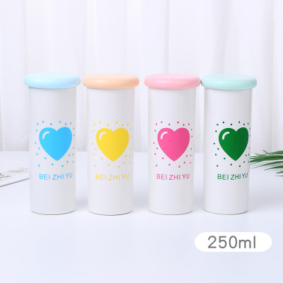 Cartoon Slim Straight Water Cup Girly Simplicity Portable Fresh Home Cute Love Creative Personality Water Bottle Cup