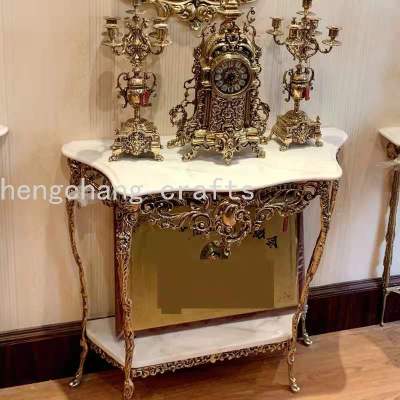 European-Style Copper Antique Carved Marble Countertop