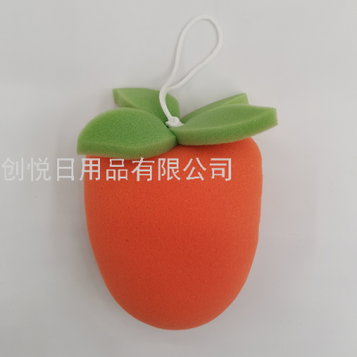 Apricot Three-Dimensional Bath Sponge Single Bag Fruit Creative Shape Bath Sponge Bath Scrubber with Lanyard