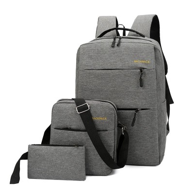 Factory Men's Backpack Business Backpack Custom Logo Casual Fashion Three-Piece Set Large Capacity Schoolbag