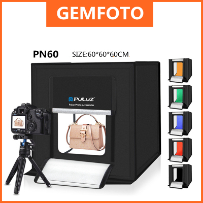 PULUZ Photo Studio Light Box Portable 60 x 60 x 60 cm Light Tent LED 5500K Mini 60W Photography Studio Tent Kit with 3 R