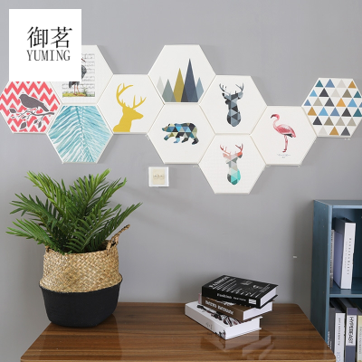 New Second Generation Wall Stickers Nordic Style Background Wall Creative Self-Adhesive Wall Stickers 3D Hexagonal Free Combination Decorative Wall Stickers