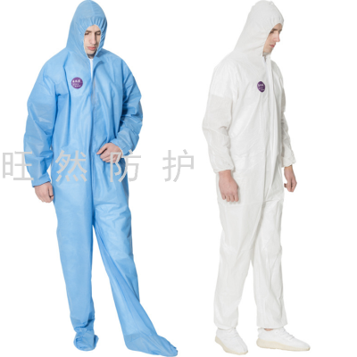 Disposable Non-Woven Fabric Coverall Hooded Foot Protective Clothing Spray Paint Dustproof Overalls