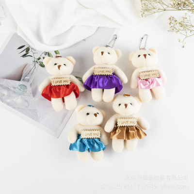 Factory Direct Sales Bouquet Apron Siamese Bear Little Doll Yiwu Plush Toy Small Pendant