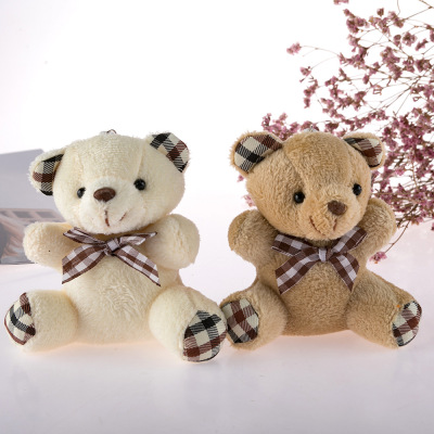 Cute Teddy Bear Keychain Girls' Bags Pendant Bow Tie Teddy Bear Pendant Little Bear Doll Wedding Throwing