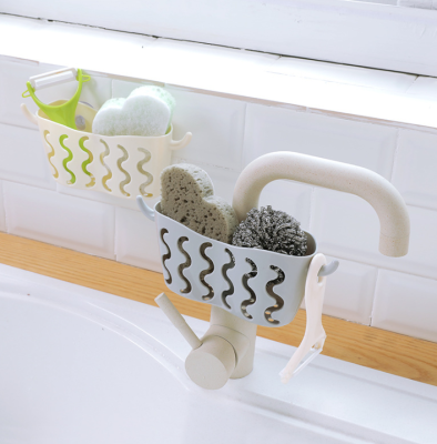 2295 Punch-Free Suction Cup Storage Hanging Basket Faucet Sponge Drain Basket Kitchen Products Utensils Storage Rack