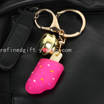 Ice Cream PVC Keychain Flexible Rubber Key Chain Epoxy Keychain Drops Soft and Pendant Customization