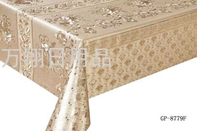 New Crown Print Bronzing and Silver Plating Yarn Cloth Mesh Tablecloth PVC Tablecloth Golden Embossed Tablecloth