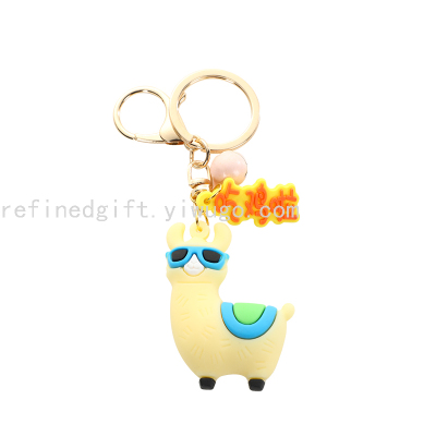 Grass Mud Horse PVC Keychain Doll Keychain Cartoon Animal Style Hot Key Chain Promotion Keychain
