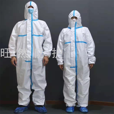 Non-Woven ProtectiveOil-Proof Waterproof Dustproof Stickers Breathable Film Breeding Epidemic Prevention Coverall Hooded