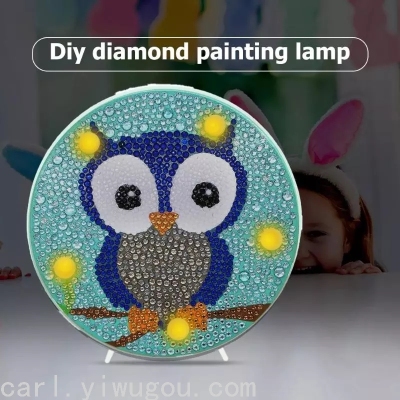 Children's Diamond Painting Size Diamond Small Night Lamp Stickers round Handmade DIY Making Children with Lights Twelve Zodiac Signs