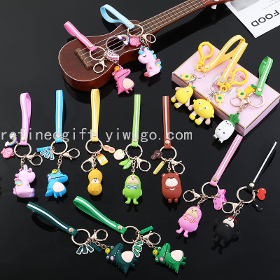 Cartoon Key Button PVC Soft Rubber Accessories Anime Keychain Pendant Epoxy Key Chain Customization