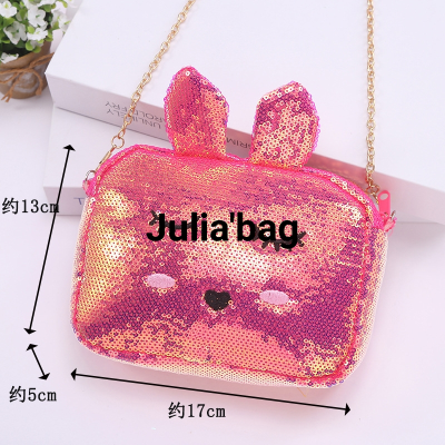 Rabbit Cartoon Small Satchel Children's Mobile Phone Bag Sequin Coin Purse