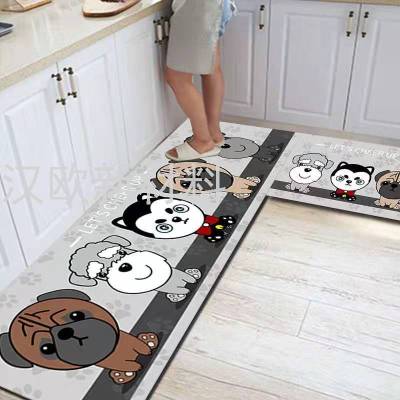 Factory Wholesale Internet Celebrity Long Kitchen Floor Mat Bedroom Rug Cute Absorbent Oil-Proof Cartoon Kitchen Carpet