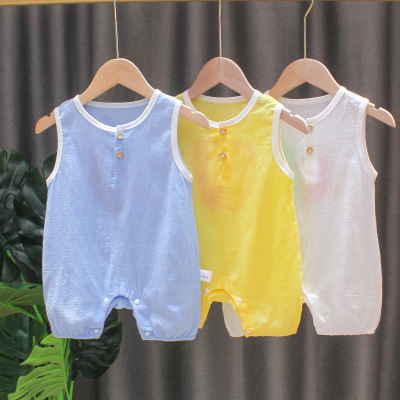 Baby Romper Summer Crawling Suit Jumpsuit Sleeveless Vest out Boys and Girls Baby Crawling Suit