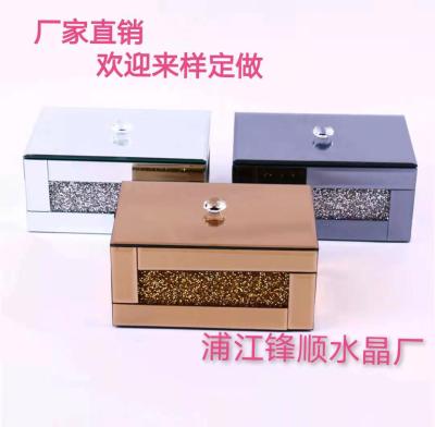 Home Furnishings High-Grade Crystal Glass Storage Box Jewelry Box Cosmetics Gift Box Perfume Box Factory Direct Sales