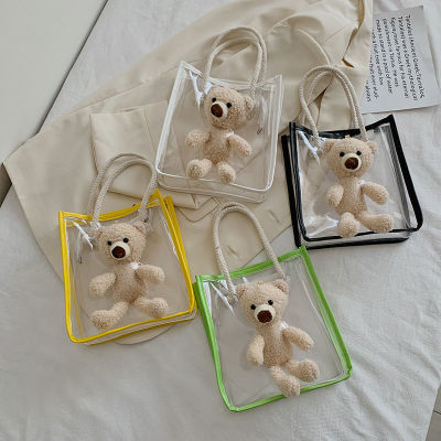 Bag for Women Spring/Summer New Korean Women Bag Bear Transparent Plastic Bag Cute Casual Portable Lady Bag Fashion
